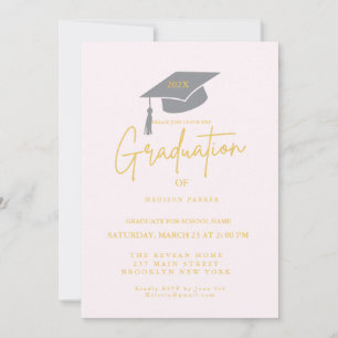 Pink Minimalist Photo Graduation Party Invitation