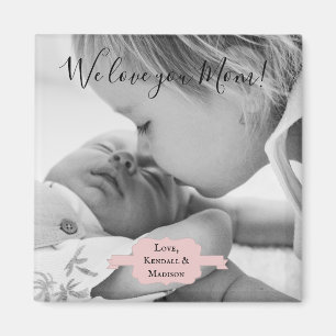 Pink Minimalist Photo Mother's Day Magnet