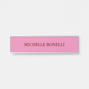 Pink Minimalist Plain Legible Modern Door Sign