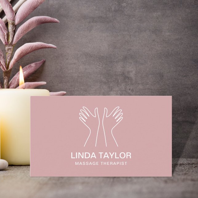 Pink Minimalist Professional Massage Therapist  Business Card (Creator Uploaded)