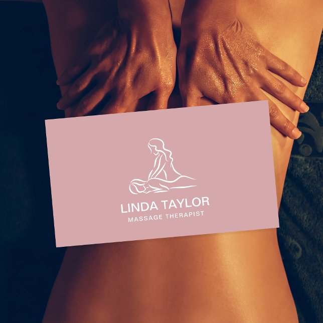 Pink Minimalist Professional Massage Therapist  Business Card (Creator Uploaded)