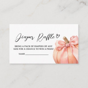 Pink Minimalist Pumpkin Baby Shower Diaper Raffle Enclosure Card