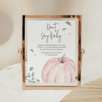 Pink Minimalist Pumpkin Baby Shower Don't Say Baby