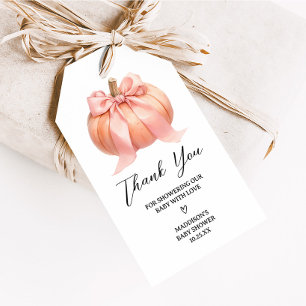 Pink Minimalist Pumpkin Baby Shower Favour Tags