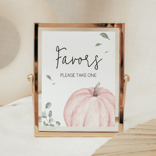 Pink Minimalist Pumpkin Baby Shower Favours Poster