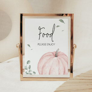 Pink Minimalist Pumpkin Baby Shower Food Poster
