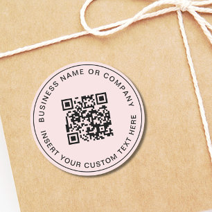 Pink Minimalist QR Code Business Simple Classic Round Sticker