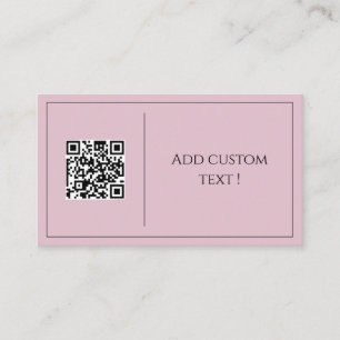 Pink minimalist qr code simple cute Business Card