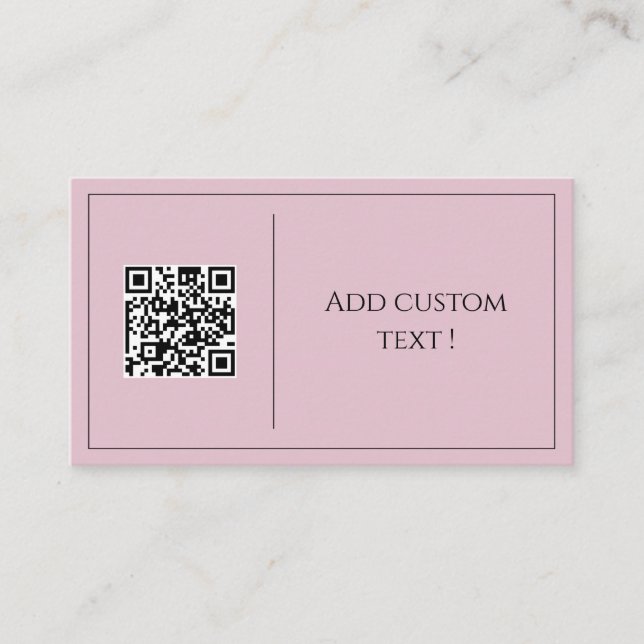 Pink minimalist qr code simple cute Business Card (Front)