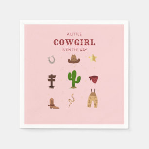  Pink Minimalist Rodeo Cowgirl Baby Shower Napkin