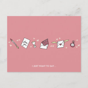 Pink minimalist romantic Valentine's love letter Holiday Postcard
