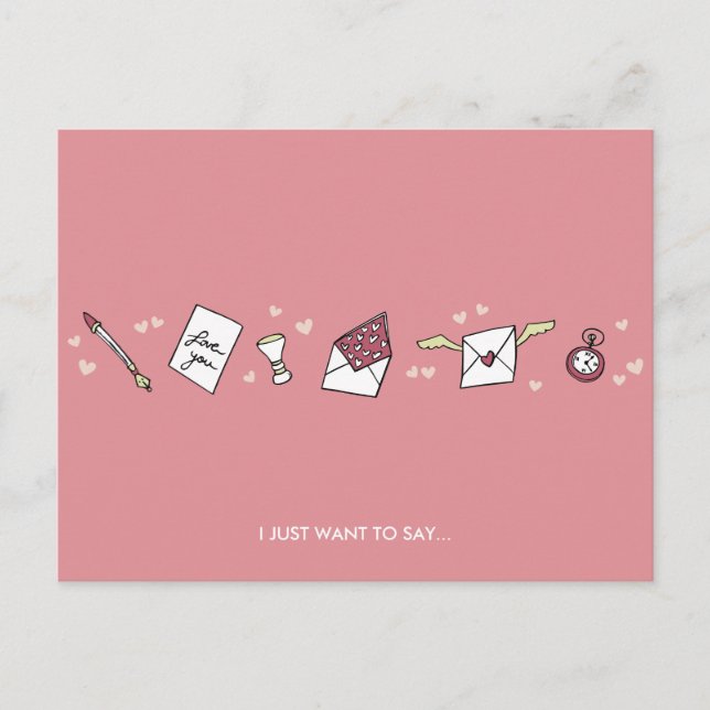 Pink minimalist romantic Valentine's love letter Holiday Postcard (Front)