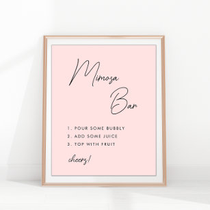 Pink Minimalist Script Bridal Shower Mimosa Bar Poster