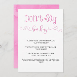 Pink Minimalist Script Don’t Say Baby Invites