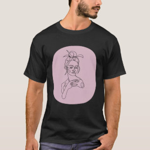Pink Minimalistic Tuxedo Women Abstract Boho Face T-Shirt