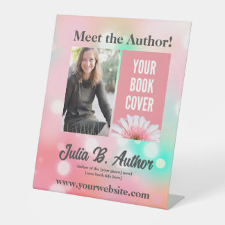 Pink & Mint Author Book Signing or Book Launch Pedestal Sign