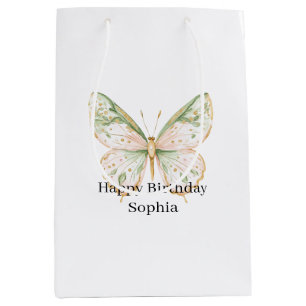 Pink Mint Butterfly Birthday Medium Gift Bag