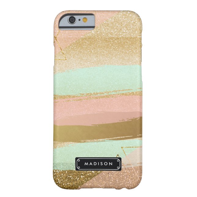 Pink Mint Fake Gold Glitter Girly Personalised Case-Mate iPhone Case (Back)