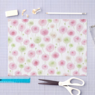 Pink Mint Floral Ranunculus Birthday Tissue Paper
