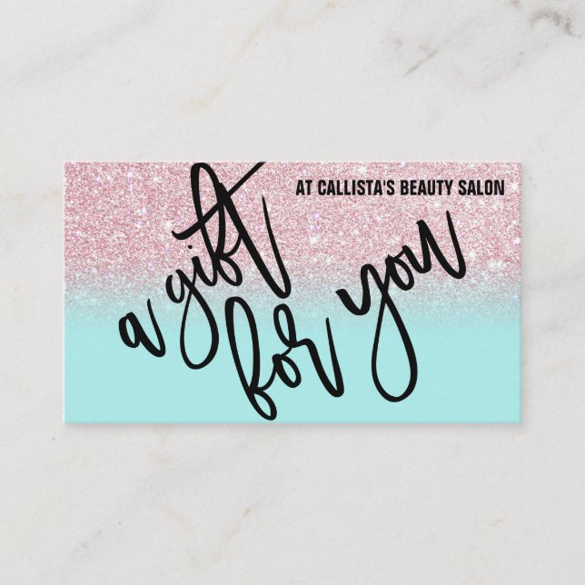 Pink Mint Glitter Typography Gift Certificate (Front)