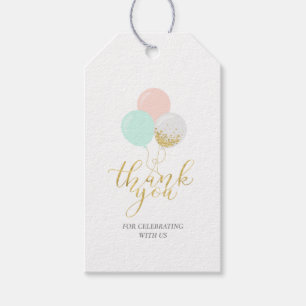 Pink, Mint, & Gold Baby Shower Thank you Favour Gift Tags