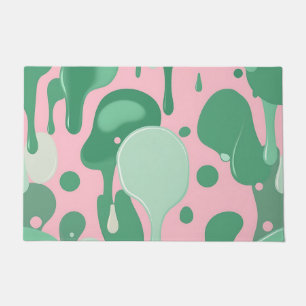 Pink Mint Green Melting Drip Pattern Abstract  Doormat
