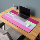 Pink Mint Green Purple Stripes Pattern Name Desk Mat<br><div class="desc">Add a personalised touch to your workspace with the Pink, Mint Green, and Purple Stripes Pattern Name Desk Mat. Featuring a stylish striped design in vibrant hues, this mat provides a smooth surface for your keyboard and mouse while enhancing your desk with a modern look. Customise it with a name...</div>