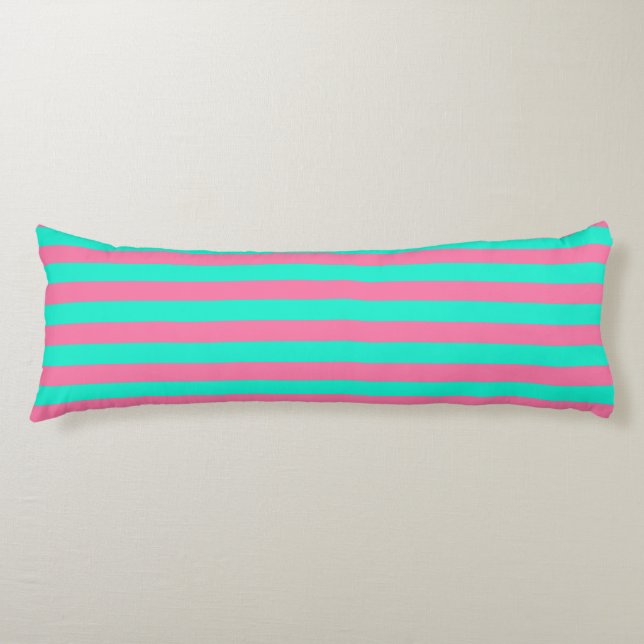 Pink Mint Green Stripes Design  Body Cushion (Front)
