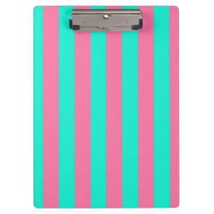 Pink Mint Green Stripes Design Clipboard