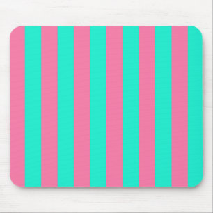 Pink Mint Green Stripes Design  Mouse Pad