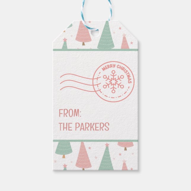 Pink/Mint Holiday Gift Tags (Front)