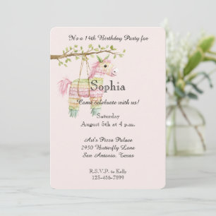 Pink Mint Horse Piñata Birthday Invitation
