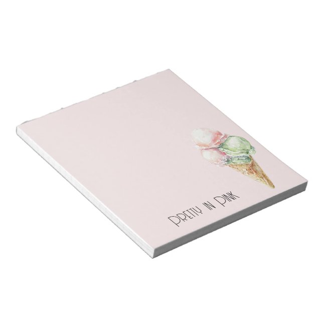 Pink Mint Ice Cream Cone Notepad (Angled)