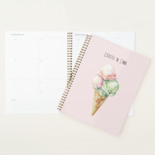 Pink Mint Ice Cream Cone Planner