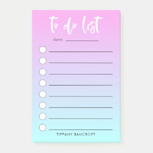Pink Mint Pastel Ombre To Do List Add Your Name Post-it Notes
