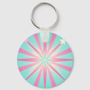 Pink Mint Retro Starburst Glow Key Ring