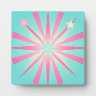 Pink Mint Retro Starburst Glow Plaque