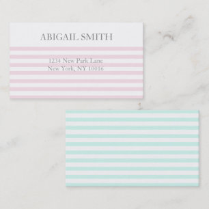 Pink & Mint Stripes - Business Card