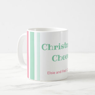 Pink Mint Stripes Christmas Coffee Mug