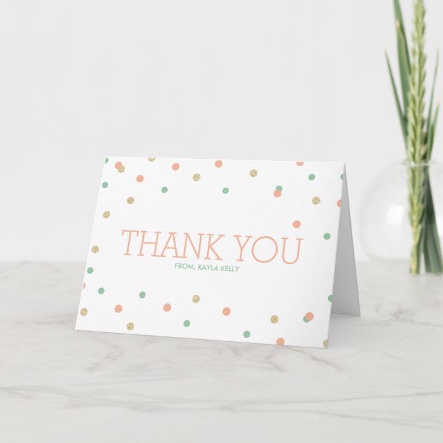 Pink & Mint Thank You Cards (Front)