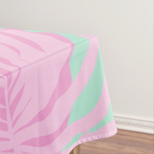 Pink Mint Tropical Leaves Endless Summer Colourful Tablecloth