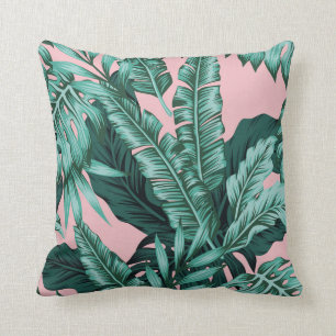 Pink/Mint Tropical Leaves Indoor/Outdoor Pillows