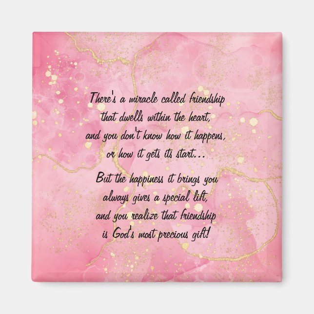 Pink Miracle Of Friendship Poem Magnet (Front)