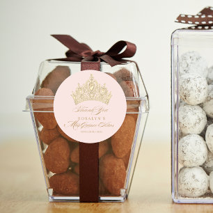 Pink Mis Quince Anos Gold Tiara Elegant Sticker