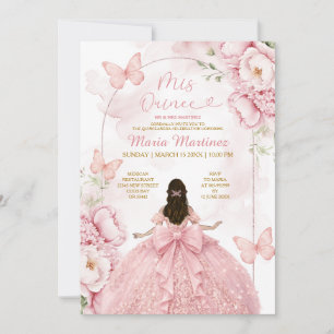 Pink Mis Quince Invitation with Princess Girl