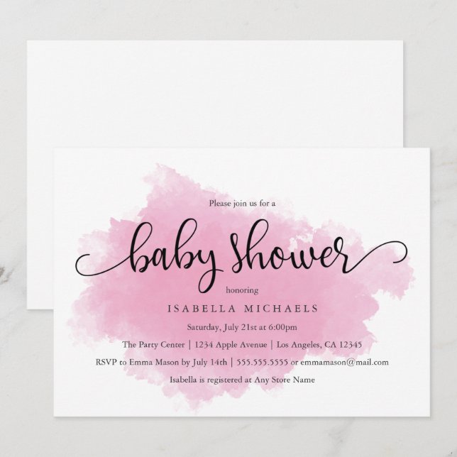 Pink Mist | Baby Shower Invitation (Front/Back)