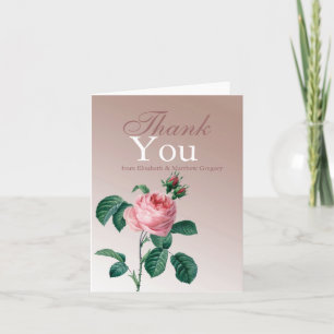 Pink Mist Rose Wedding Thank You Card