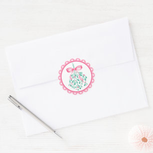 Pink Mistletoe Baby Shower Favour Sticker