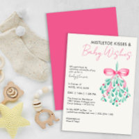 Pink Mistletoe Baby Shower Invitation for Girls