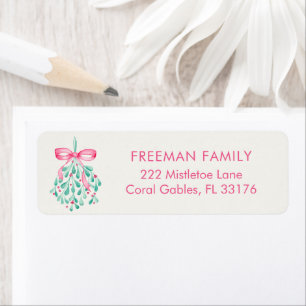 Pink Mistletoe Girl Baby Shower Address Label